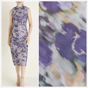 Chico’s ruched side stretch mesh sleeveless midi dress sz 1 (8/10)